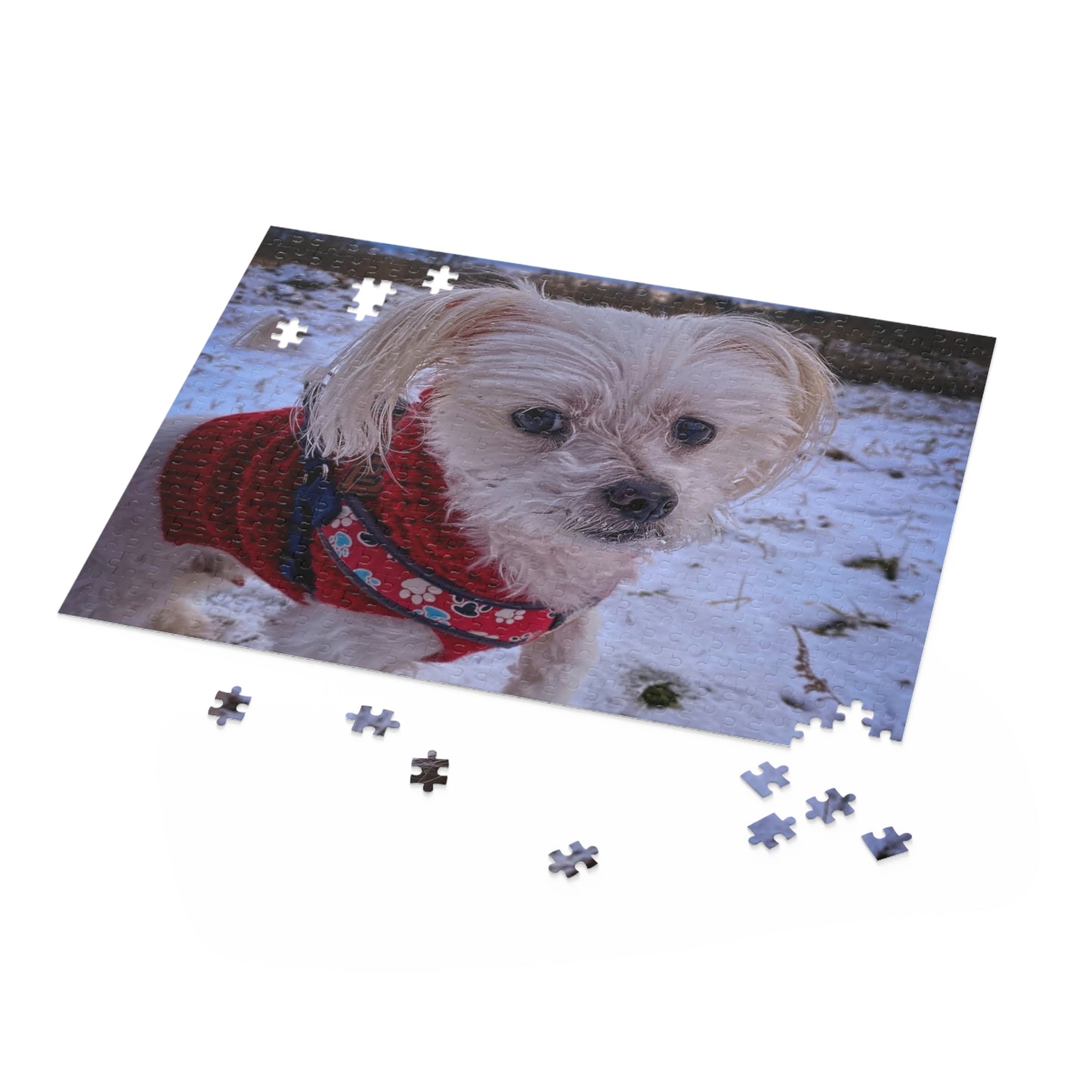 Puzzle, Teacup Maltese Winter Scene, Dog Lover Jigsaw (500-Piece), Fun Family Activity, Relaxing Hobby, Cute Puppy