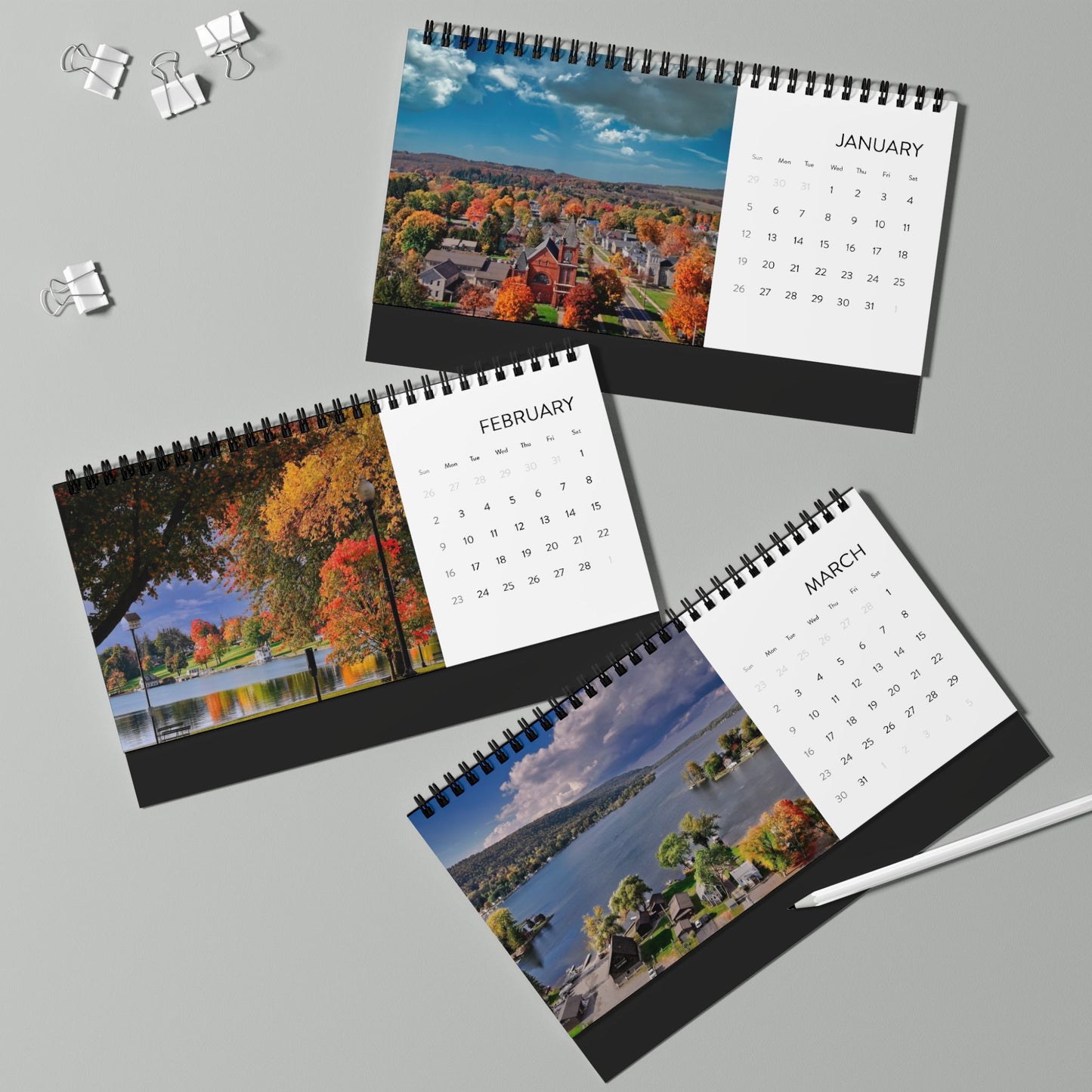 Scenic Nature Desk Calendar with Finger Lakes & Central NY Views (2025), Nature Wall Calendar for Finger Lakes Gift, Desktop