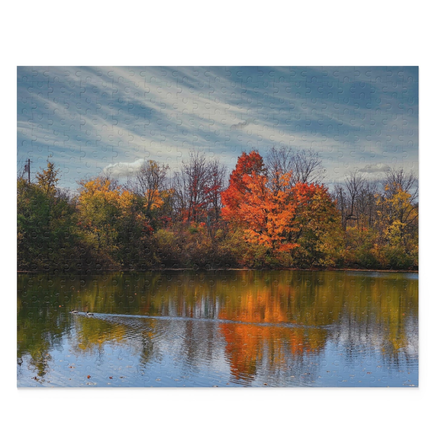 Erie Canal Fall Colors Bouncing of the Water - Syracuse NY Puzzle (500-Piece)