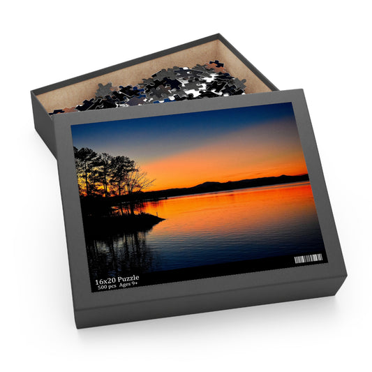 Jigsaw Puzzle, Smith Mountain Lake 500-Piece Sunset Puzzle, Lakehouse Decor, Family Activity, Relaxing Hobby, Unique Gift for Puzzle Lovers,