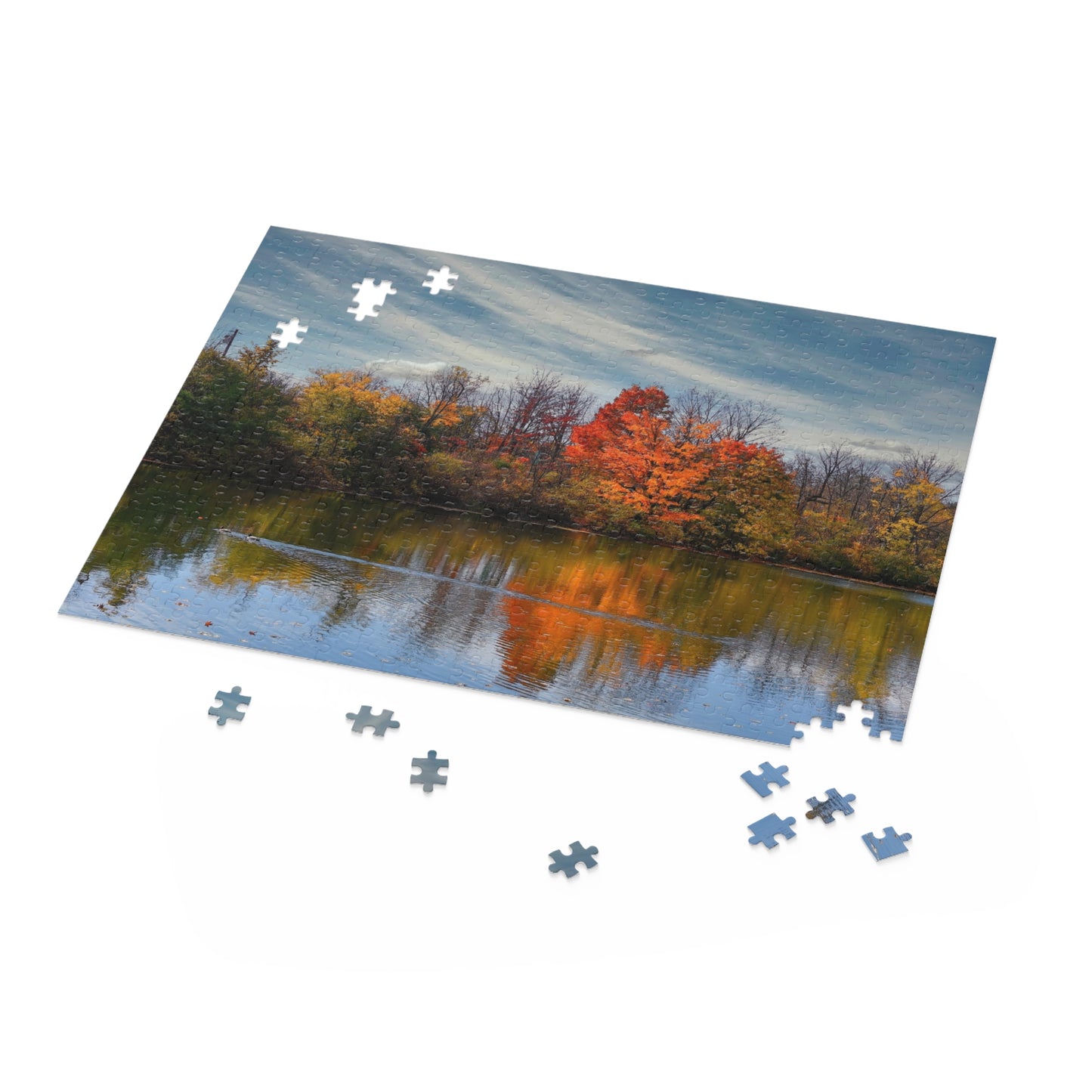 Erie Canal Fall Colors Bouncing of the Water - Syracuse NY Puzzle (500-Piece)