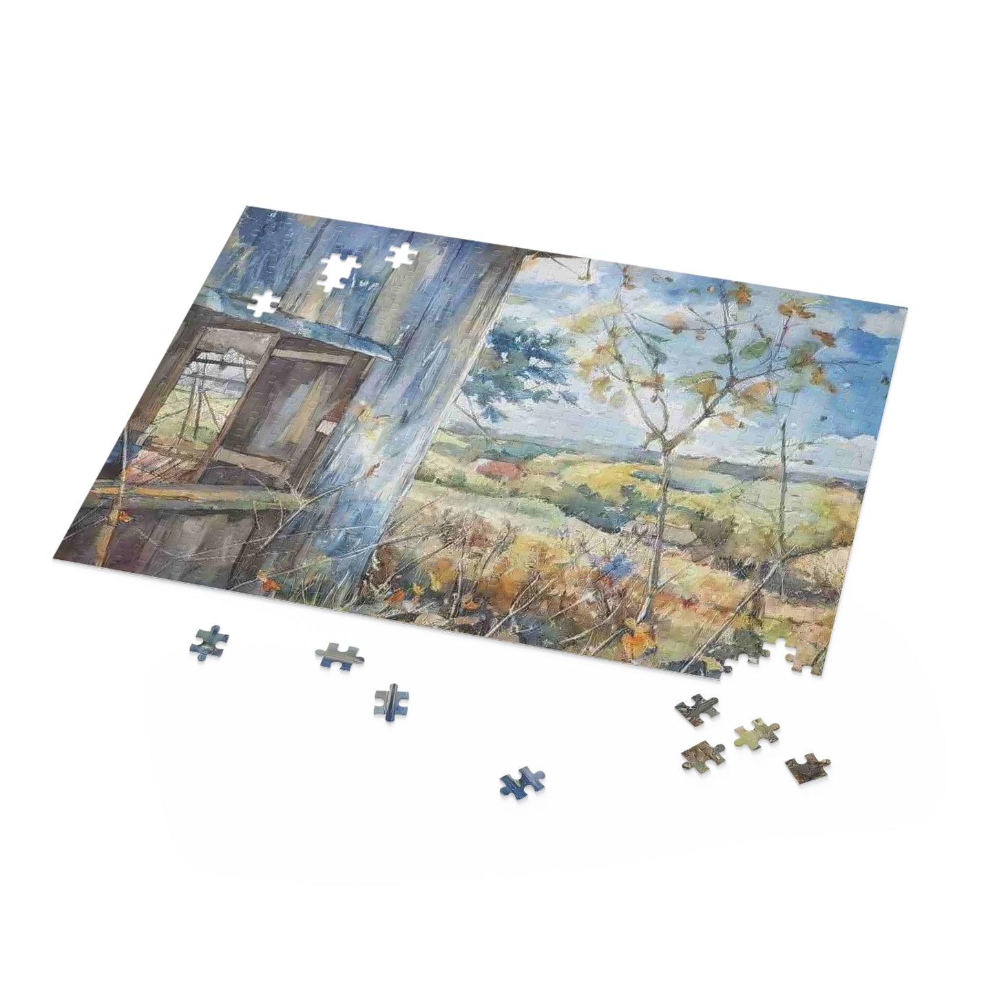 Abandoned Barn Watercolor 500-Piece Jigsaw, Nature Theme, Relaxing Activity, Great Gift for Puzzle Lovers, Indoor Activity