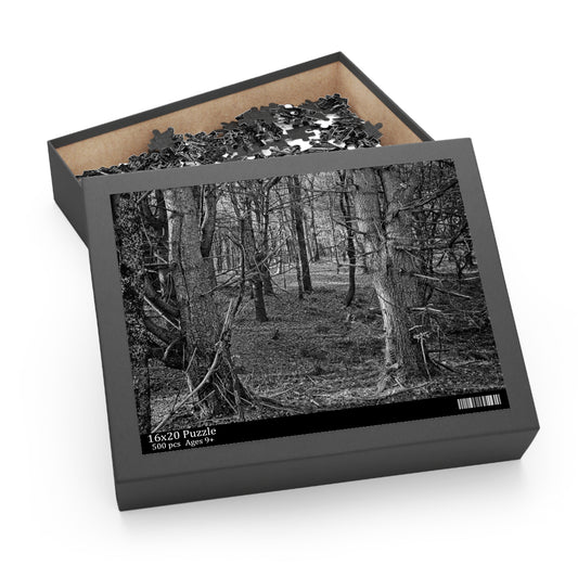 Puzzle, Black and White Nature Trees in Forest (500-Piece), Jigsaw Puzzle, Fun Activity, Relaxing Pastime, Unique Gift Idea, Entertainment