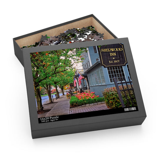 Finger Lakes Jigsaw Puzzle, Sherwood Inn (500-Piece), Skaneateles NY Gift, 500-Piece Puzzle for Adults